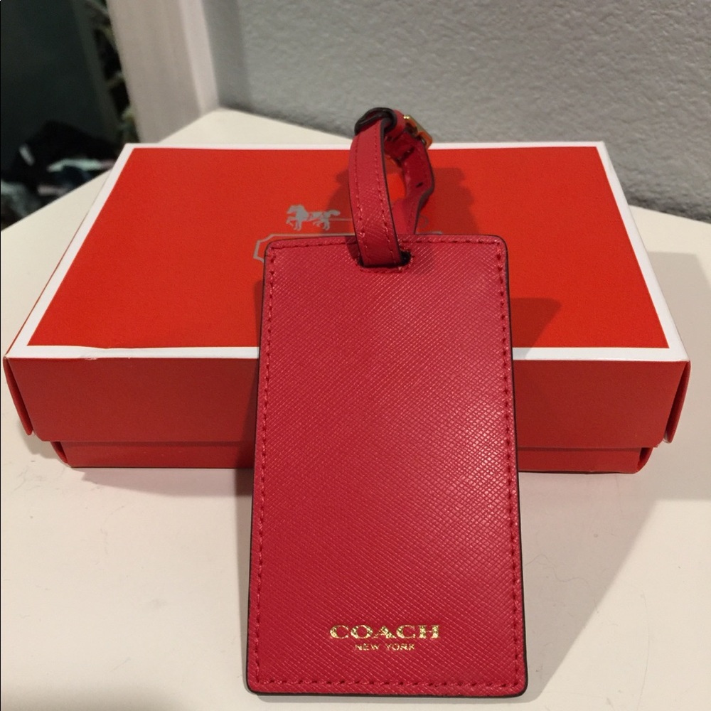 Coach leather luggage tag